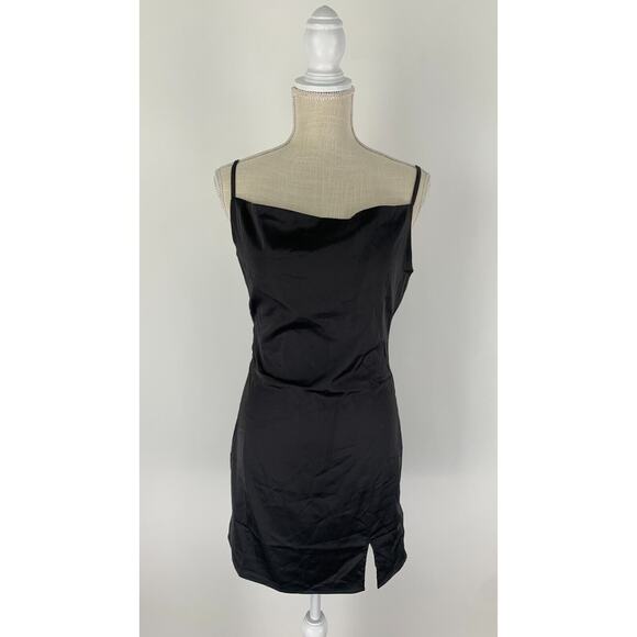 Verdusa Womens Black Sleeveless Cowl Neck Mini Slip Dress Size Medium NWT - Picture 4 of 12